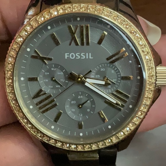 Unisex Dark Grey and Gold Fossil Watch - Picture 6 of 8